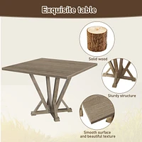 Modern Farmhouse Square Counter Table 45" Solid Wood Rustic Grayish Brown