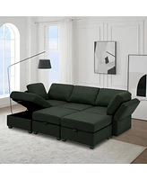 Simplie Fun Modular Sofa Bed with Storage, Reversible Chaise, Adjustable Arms & Backs