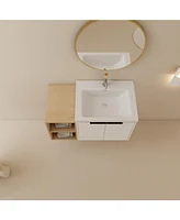 Streamdale Furniture 36" Wall-Mounted Vanity with Soft-Close Doors, Ceramic Basin, and Storage Shelves