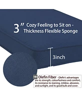 Aoodor Patio Bench Cushion Outdoor Olefin Fabric Slipcover Sponge Foam 46.5 x 17.7” Dark Blue