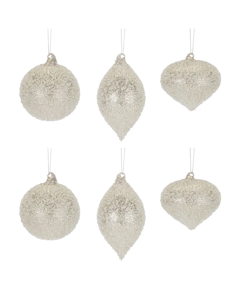 Slickblue Beaded Glass Christmas Tree Ornament Set - Pack of 6