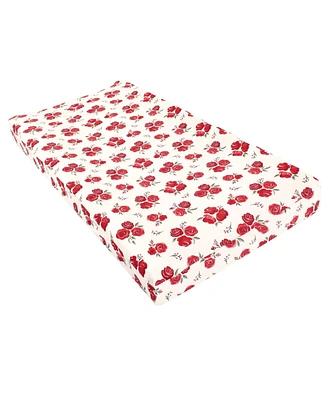 Hudson Baby Infant Girl Changing Pad Cover, Rose