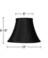 Springcrest Black Stretch Small Bell Lamp Shade 6" Top x 12" Bottom x 9 Slant x 8.5" High (Spider) Replacement with Harp and Finial