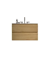 Timeless Oak Vanity: Silent Drawers, Ample Storage