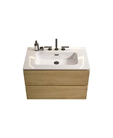 Streamdale Furniture Timeless Oak Vanity: Silent Drawers, Ample Storage