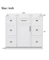 Streamdale Furniture 36" White Bathroom Vanity Cabinet with Soft-Close Door