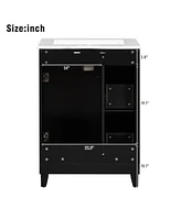 24" Bathroom Vanity with Ceramic Sink: Space-Saving Storage