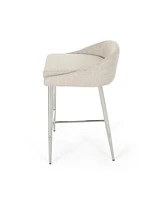 Modern Upholstered Counter Stool With Chrome Base