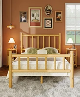 Streamdale Furniture Farmhouse Queen Log Bed Frame: Solid Pine, Rustic Style