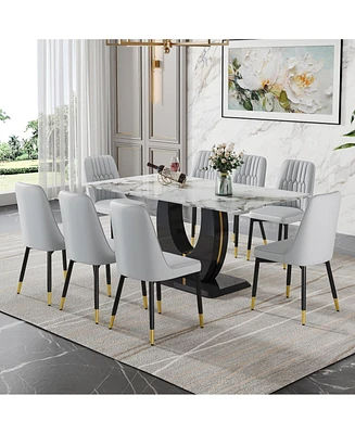 Simplie Fun Modern Dining Table and Chair Set for Home and Office