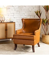 Mid-century Modern Angeles Leather Accent Armchair