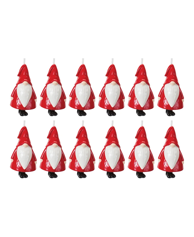 Slickblue Ceramic Gnome Bell Ornament (Set of 12)