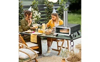 Slickblue Outdoor Pizza Oven Portable Wood Pellet Pizza Stove with 12 Inch Round Rotatable Pizza Stone