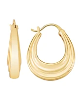 And Now This Silver Plated or 18k Gold Brass Oval Textured Hoop Earring