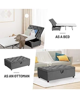 Folding Ottoman Sleeper Bed with Mattress Convenient Guest and Office Nap Solution