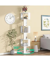 Simplie Fun 6-Tier Rotating Bookshelf: Stylish, Space-Saving, Multi-Functional