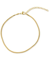 Adornia Gold Tarnish Resistant Adjustable 9-11" Herringbone, Valentina and Mariner Chain Anklet Set