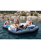 Intex Blue Tropic Inflatable Lake Island Water Float with Cooler and Cupholders