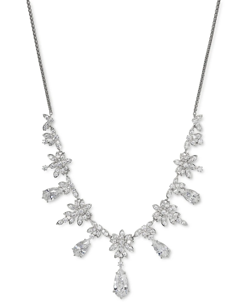 Eliot Danori Rhodium-Plated Cubic Zirconia Adjustable Statement Necklace, 16" + 2" extender, Created for Macy's