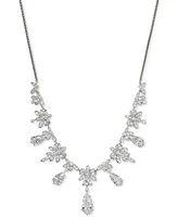 Eliot Danori Rhodium-Plated Cubic Zirconia Adjustable Statement Necklace, 16" + 2" extender, Created for Macy's