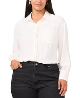 Vince Camuto Women's Plus Studded Long-Sleeve Chest-Pocket Blouse