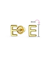 Bling Jewelry Abc Minimalist Yellow 14K Gold Capital Block Alphabet Letter Initial Stud Earrings Safety Ball Screw Back For Women