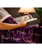 Chanasya Premium Thinking of You Gift Blanket Set - Soft & Plush Minky Throw with Card 50" x 65" Harmony Aubergine