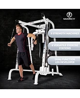 Marcy Pro Smith Cage Workout Machine Total Body Training Home Gym System, White