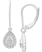 Diamond Teardrop Halo Cluster Leverback Drop Earrings (1/4 ct. t.w.) in Sterling Silver, Created for Macy's