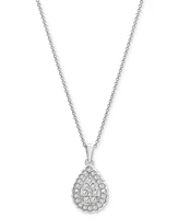 Diamond Teardrop Halo Cluster 18" Pendant Necklace (1/4 ct. t.w.) in Sterling Silver, Created for Macy's