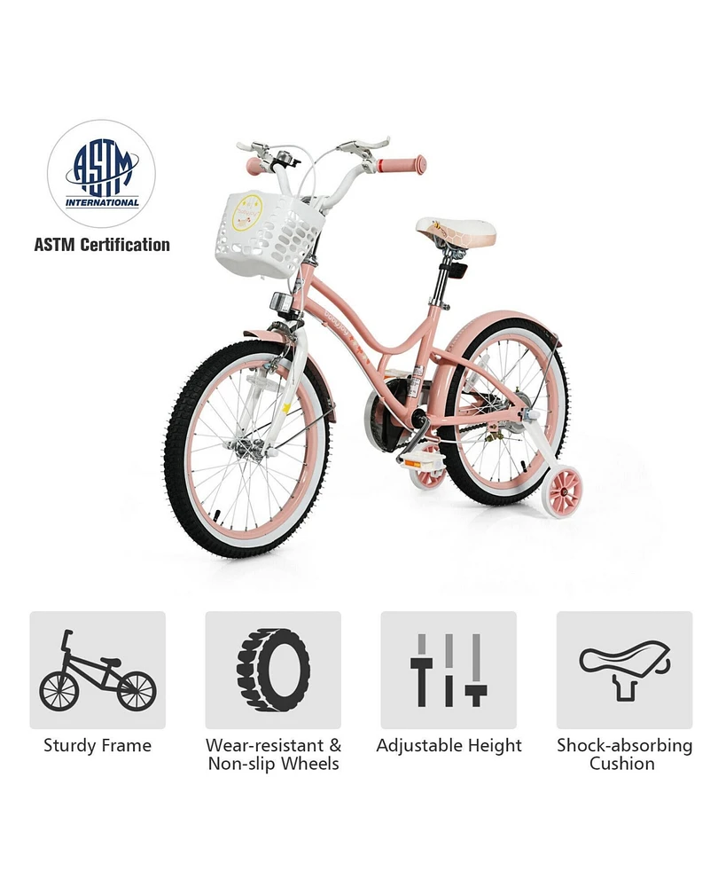 Slickblue 18 Inch Kids Adjustable Bike Toddlers with Training Wheels