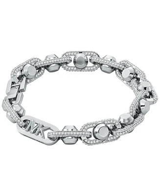 Michael Kors Rhodium-Plated Brass Pave Astor Link Chain Bracelet