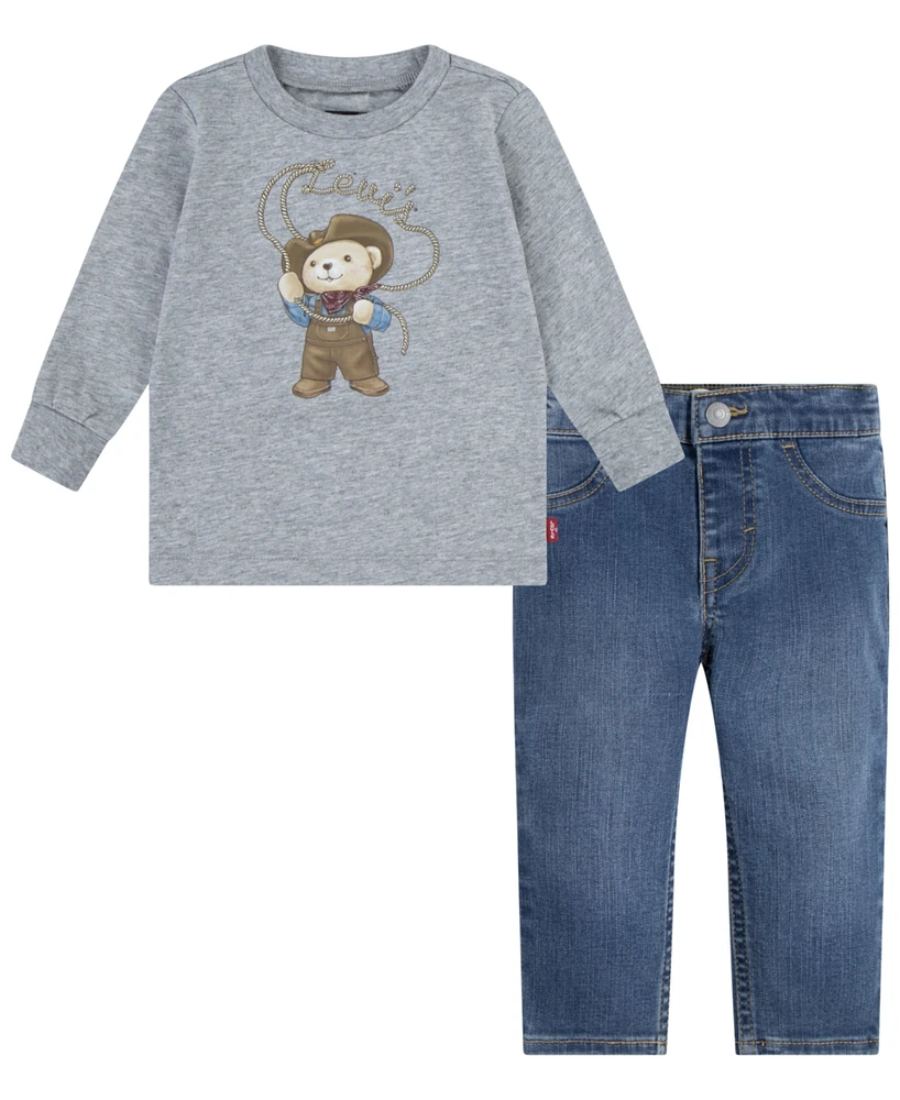 Levi's Toddler Boys 2-Piece Cowboy Tee and Carpenter Pants Set