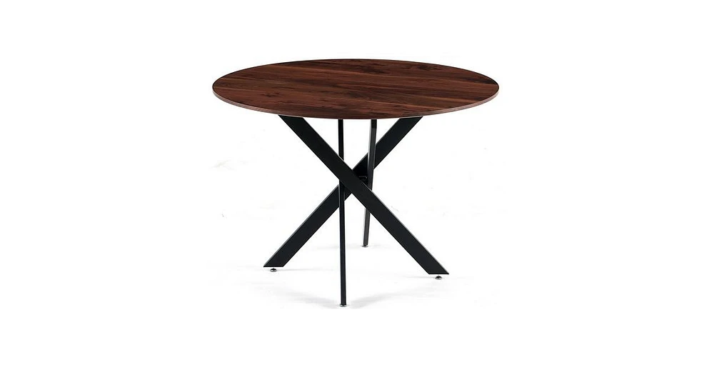 Streamdale Furniture 42" Mid-Century Dining Table with Round Mdf Top and Metal Legs