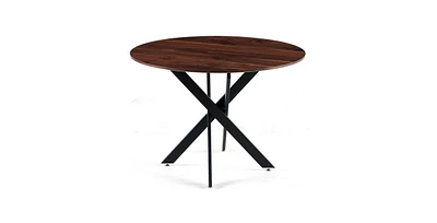 Simplie Fun 42" Mid-Century Dining Table with Round Mdf Top and Metal Legs