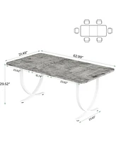 Tribesigns Rectangular Dining Table for 4, 63 Inches Modern Kitchen with Faux Marble Top and Metal Legs Room,
