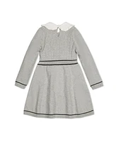 Hope & Henry Big Girls Organic Long Sleeve Cable Knit Peter Pan Collar Sweater Dress