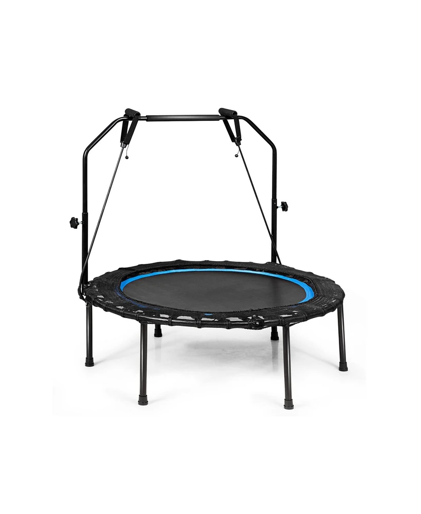 Slickblue 40 Inch Foldable Fitness Rebounder with Resistance Bands Adjustable Home