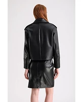 Furniq Uk Women's Leather Jacket, Black