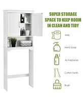 Costway Over The Toilet Space Saver Bathroom Organizer w/ Storage Cabinet & Shelf