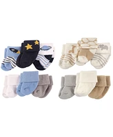 Luvable Friends Baby Boys Cotton Terry Socks, 12-Piece, Space Safari, 0-3 Months