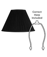 Springcrest Black Mushroom Pleated Large Empire Lamp Shade 7" Top x 17" Bottom x 11" High x 11.5" Slant (Spider) Replacement with Harp and Finial