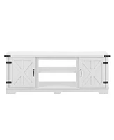 Versatile 64.8'' White Farmhouse Tv Stand with Cable Management and Adjustable Shelves
