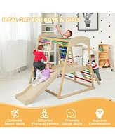 Slickblue 6-in-1 Indoor Jungle Gym Kids Wooden Playground with Monkey Bars