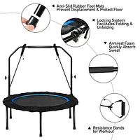 Slickblue 40 Inch Foldable Fitness Rebounder with Resistance Bands Adjustable Home