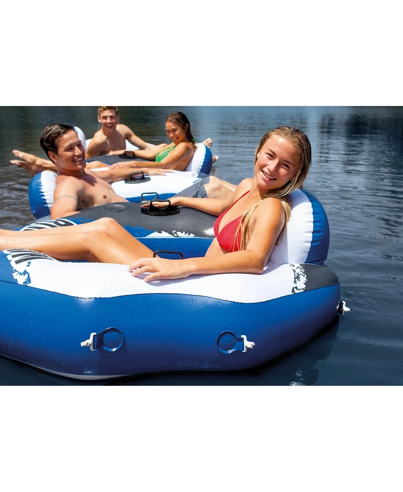Intex River Run Connect Inflatable Tube (2 Pack) & Mega Chill Ii Beverage Float