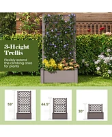 Slickblue Outdoor Planter Box Self-Watering Raised Garden Bed Trellis with Water Level Indicator