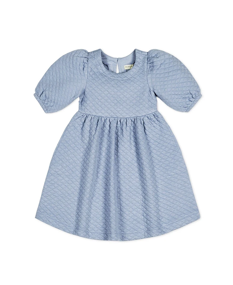 Hope & Henry Toddler Girls Quilted Puff Sleeve Dress