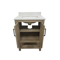 Merrick Lane Vigo Bathroom Vanity With Ceramic Sink, Carrara Marble Finish Countertop