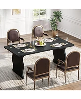 Tribesigns Modern Dining Table for 4-6, 63-Inch Rectangular Wood Kitchen Table, Large Dinner Table Wooden Dining Room Table, Black Kitchen & Dining Ro